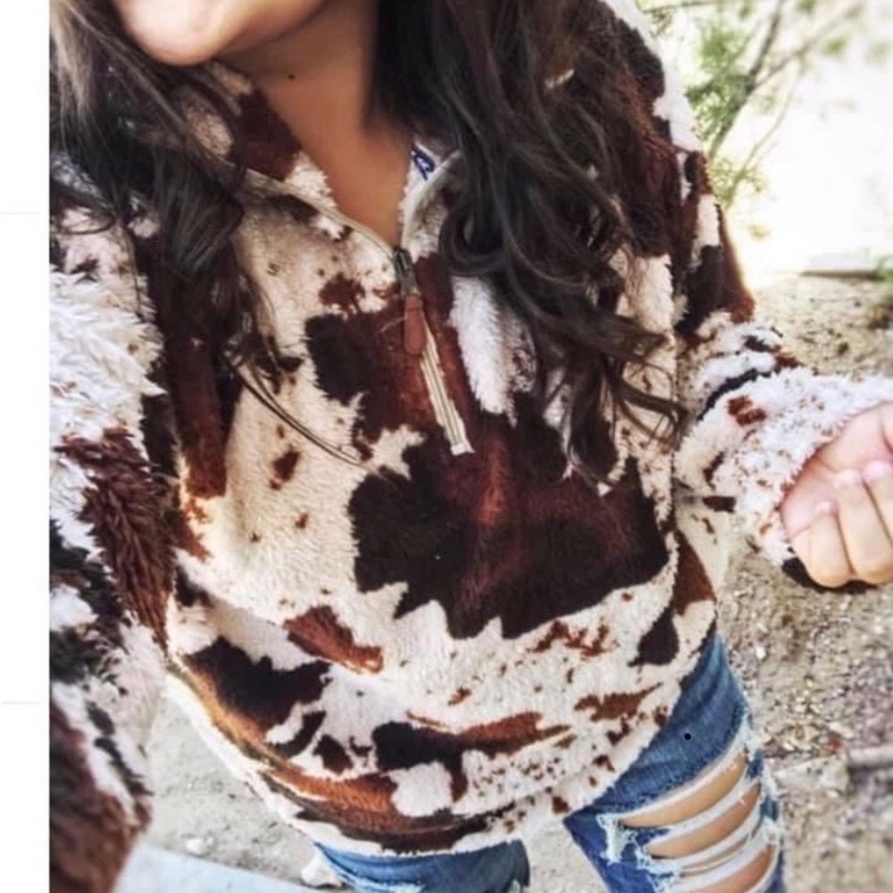 Cozy Brown and Cream Fleece Pullover